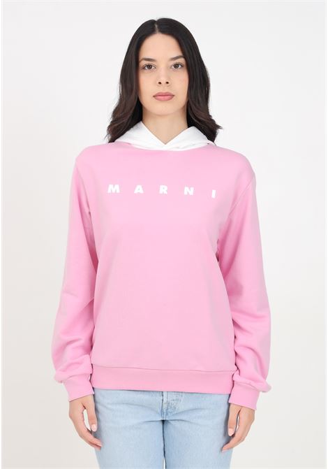 Pink sweatshirt for women and girls with hood and logo MARNI | M01222M00NF0M345