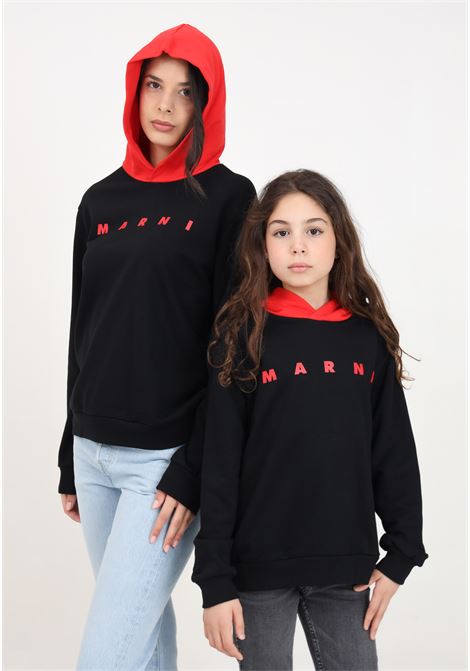 Black sweatshirt for women and girls with hood and logo MARNI | M01222M00NF0M900