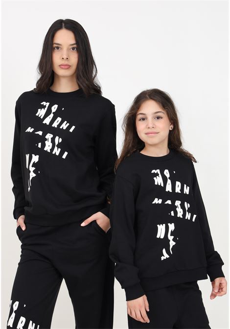 Black crewneck sweatshirt for women and girls with print MARNI | M01224M00RE0M900