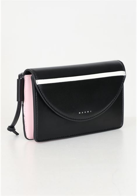 Pochette nera da donna con rifiniture rosa e logo MARNI | M01256M00TK0M900