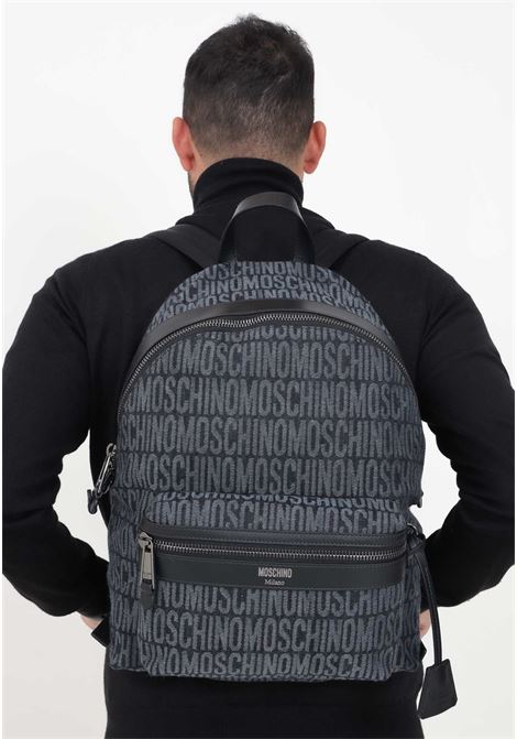 Denim backpack for men and women with jacquard logo MOSCHINO | 2426M760582741555