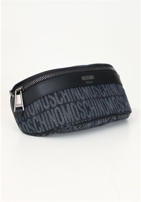Dark denim bum bag for men and women with jacquard logo MOSCHINO | 2426M770582741555