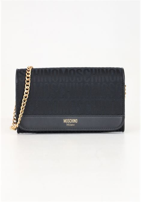 Black women's clutch bag with jacquard lettering logo MOSCHINO | 2426M811182681555