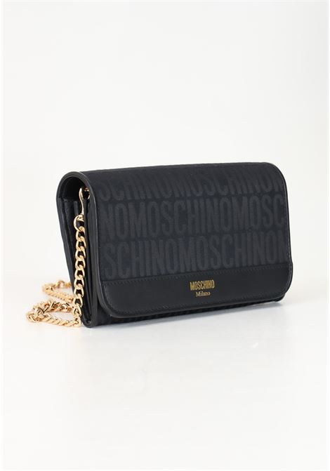 Black women's clutch bag with jacquard lettering logo MOSCHINO | 2426M811182681555