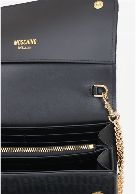 Black women's clutch bag with jacquard lettering logo MOSCHINO | 2426M811182681555