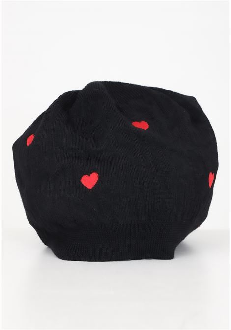 Black women's hat with logo lettering and hearts MOSCHINO | 2426M920782722555