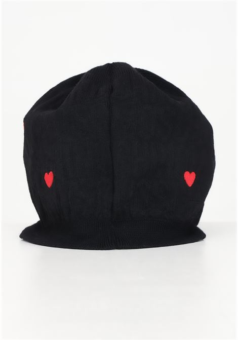 Black women's hat with logo lettering and hearts MOSCHINO | 2426M920782722555