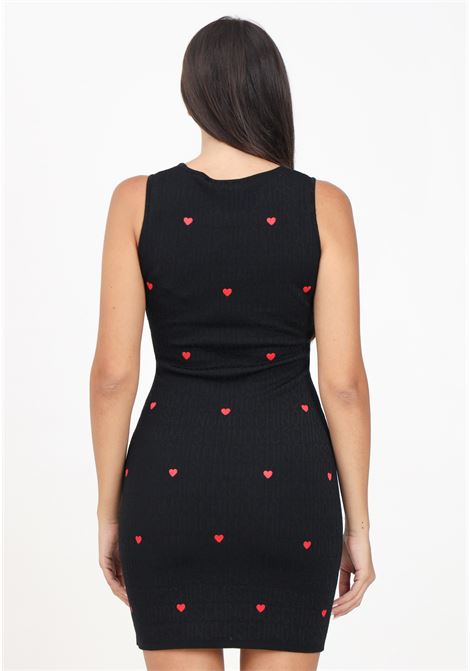 Short black dress for women with jacquard logo and heart embroidery MOSCHINO | 242EM048177001555