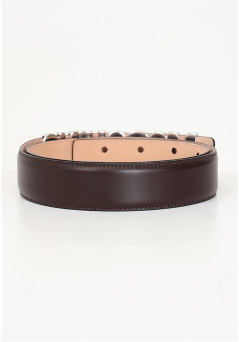 Brown deer leather belt for men and women with logo buckle MOSCHINO | 242Z2801280010103