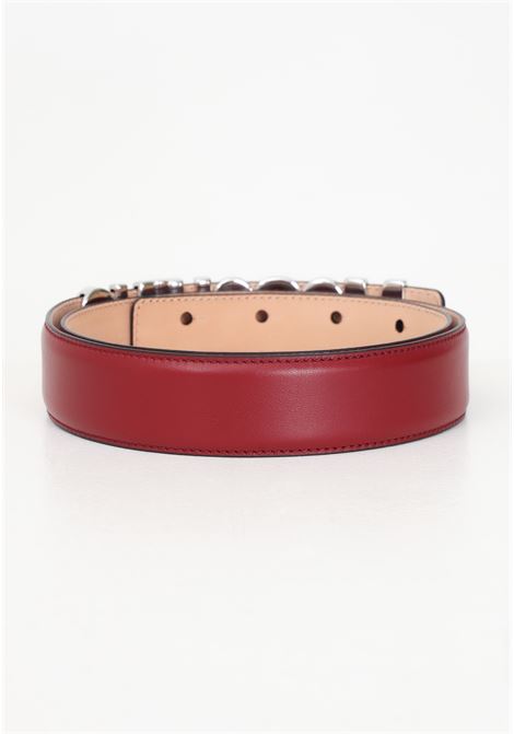 Red deer leather belt for men and women with logo buckle MOSCHINO | 242Z2801280010140