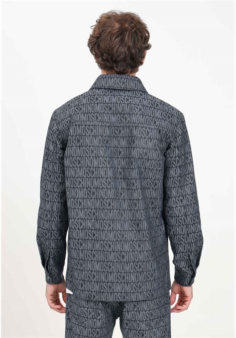 Men's dark denim shirt with jacquard logo MOSCHINO | 242ZM020676232555