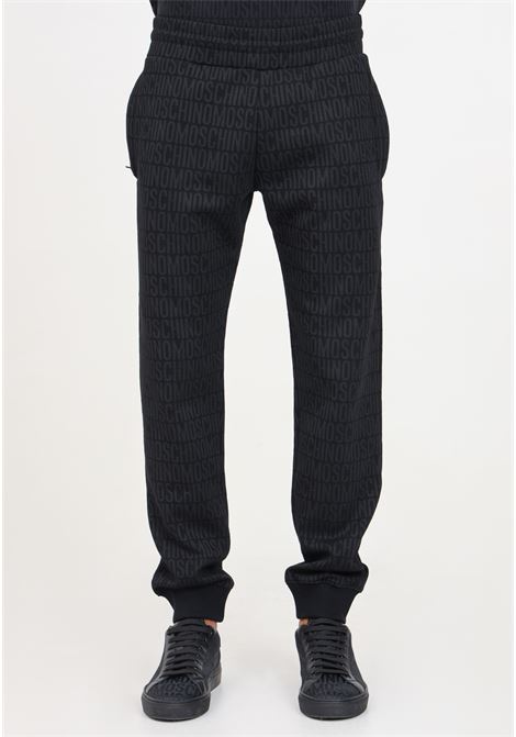 Black men's sports trousers with jacquard logo MOSCHINO | 242ZM031976291555