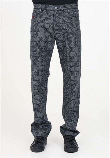 Men's dark denim jeans with jacquard logo MOSCHINO | 242ZM032476232555