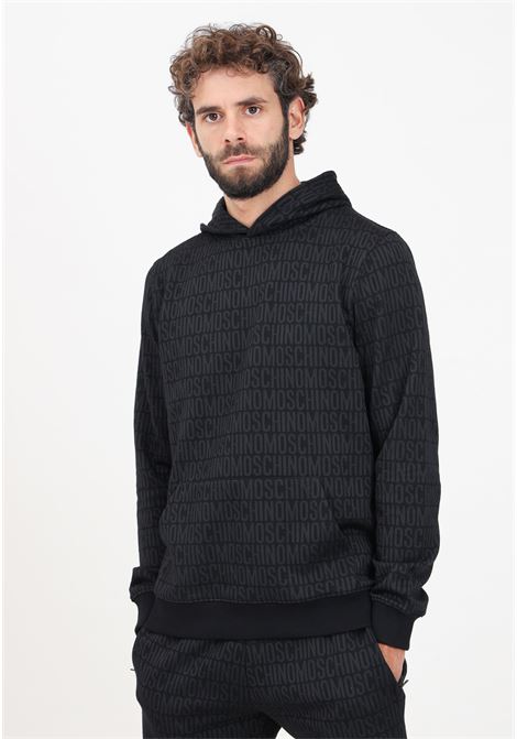Black men's hoodie embellished with jacquard logo MOSCHINO | 242ZM170976291555