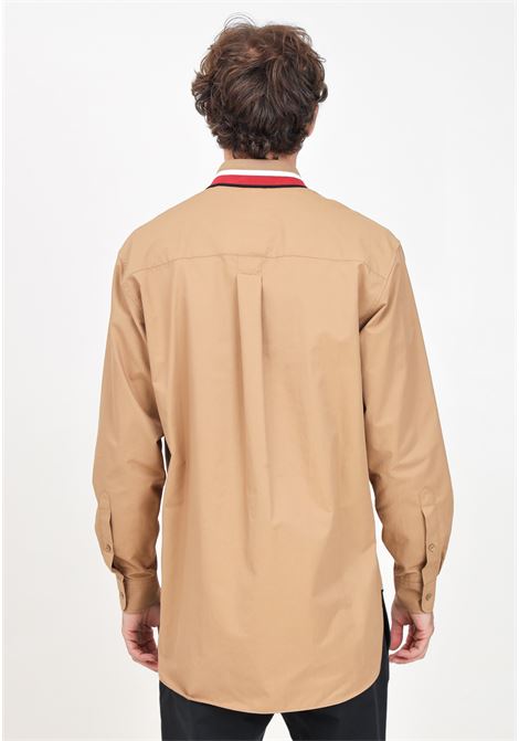 Beige men's elegant shirt with knitted collar MOSCHINO | 242ZR022270323085