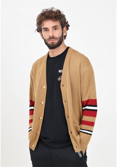 Cardigan with beige Stripes inlay for men MOSCHINO | 242ZR090770001085