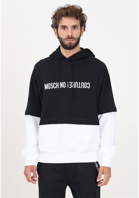 Black and white Upside Down Logo hoodie for men MOSCHINO | 242ZR170970283555