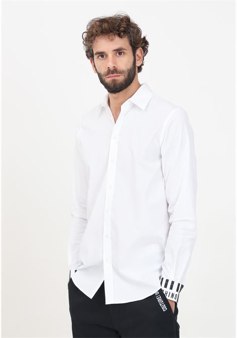 Camicia elegante Barcode bianca da uomo MOSCHINO | 242ZZ020452351001