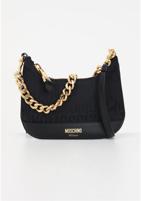 Black women's shoulder bag with all-over logo MOSCHINO | 2426M741482681555