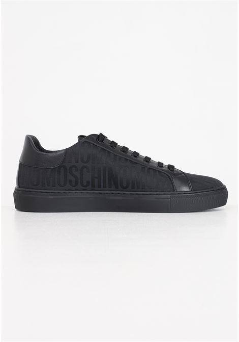 Black men's sneakers with allover logo with laces MOSCHINO | MM15012G1L101000