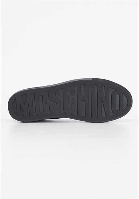 Black men's sneakers with allover logo with laces MOSCHINO | MM15012G1L101000