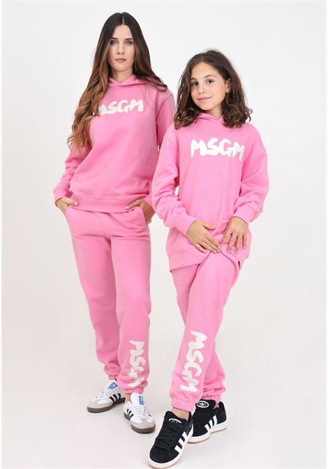 Pantalone sportivo rosa per donna e bambina rifinito da stampa logo MSGM | F4MSJUFP063042