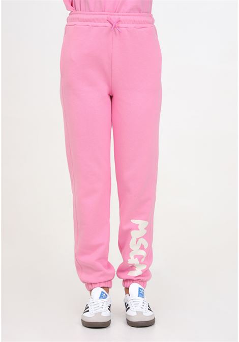 Pantalone sportivo rosa per donna e bambina rifinito da stampa logo MSGM | F4MSJUFP063042