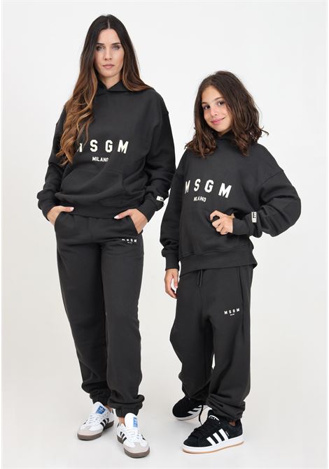 Pantalone sportivo piombo per donna e bambina con stampa logo MSGM | F4MSJUFP177103