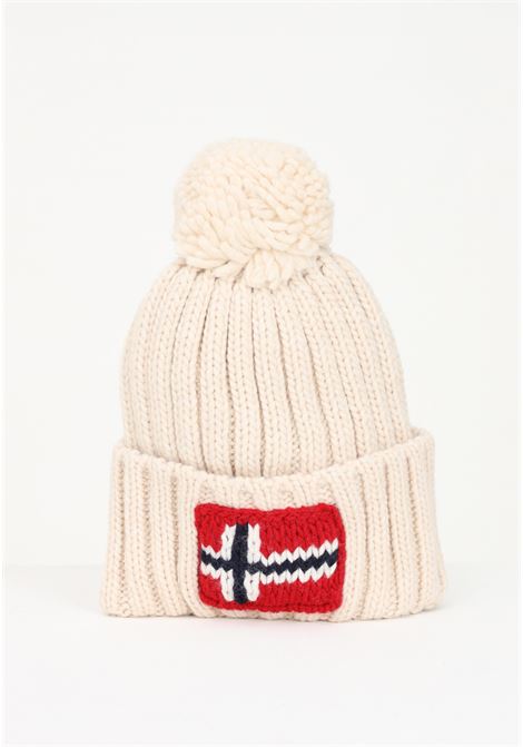 Cream wool hat for men and women with Semiury pom-pon NAPAPIJRI | NP0A4GKBNS51NS51