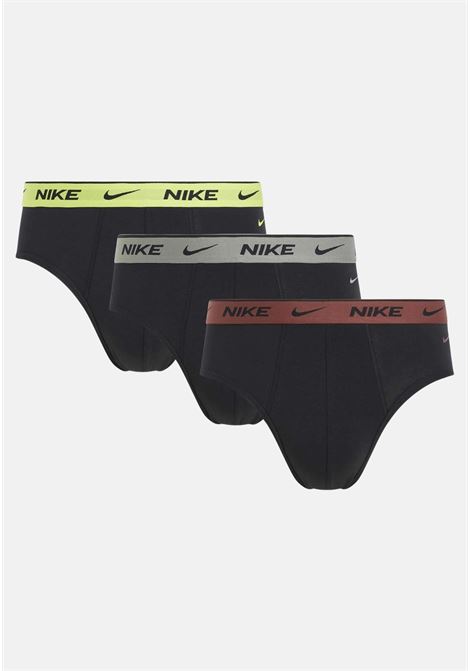 Set da 3 slip neri da uomo con banda elastica logata di differenti colori NIKE | 0000KE1006EWM