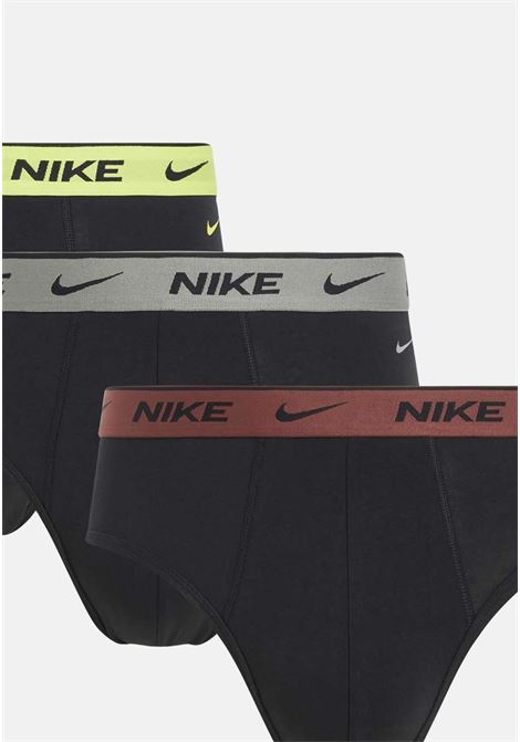 Set da 3 slip neri da uomo con banda elastica logata di differenti colori NIKE | 0000KE1006EWM