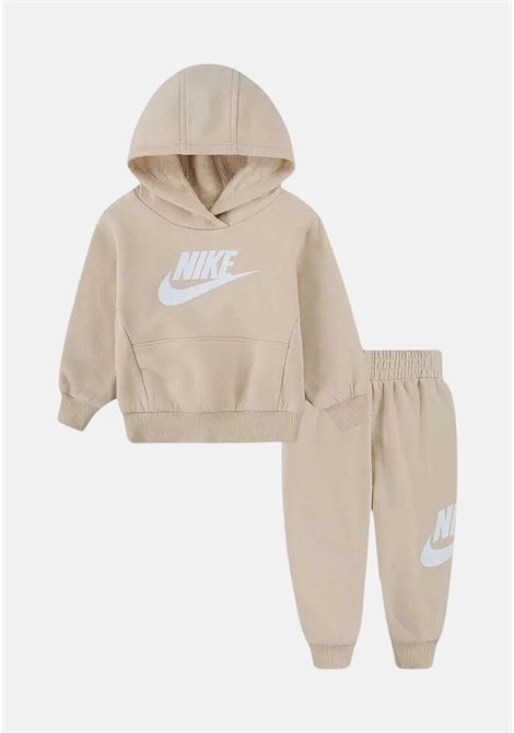 Tuta beige da neonato con stampa logo NIKE | 66L135X5C