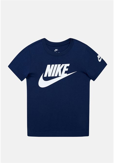 T-shirt a manica corta blu per bambino e bambina con stampa logo NIKE | 86J575B0H