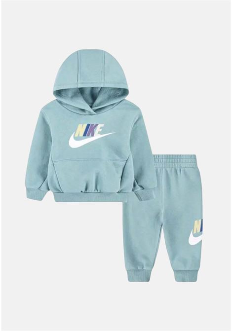 Tuta verde acqua per bambino e bambina con stampa logo multicolore NIKE | 86L135EIG