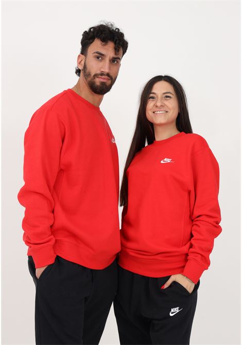 Felpa girocollo rossa per uomo e donna con ricamo logo NIKE | BV2662657