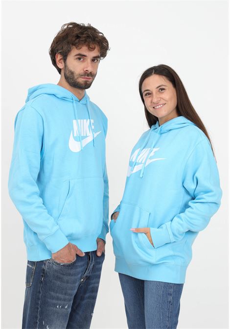 Light blue sweatshirt with hood and logo for men and women NIKE | BV2973499