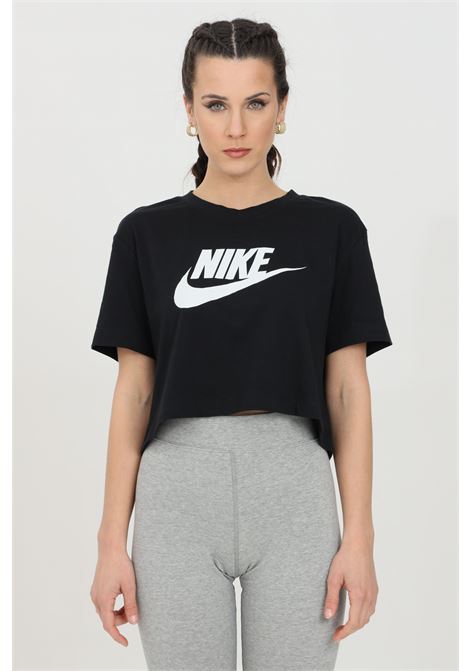 T-shirt crop nera da donna con stampa logo NIKE | BV6175010