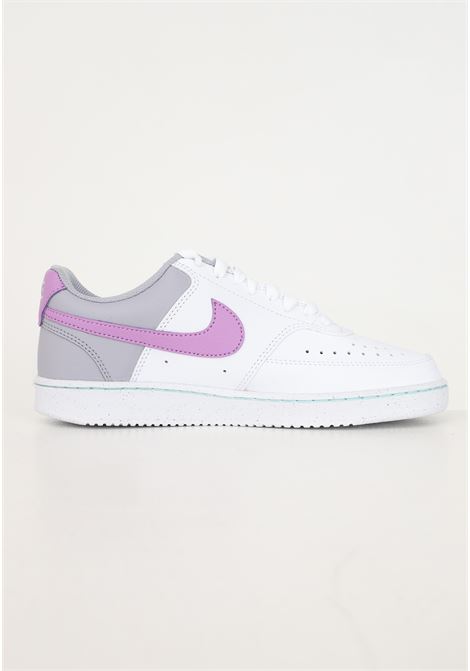 White and gray Nike W Court Vision Low Next Nature sneakers with purple and aquamarine details NIKE | FN7141100