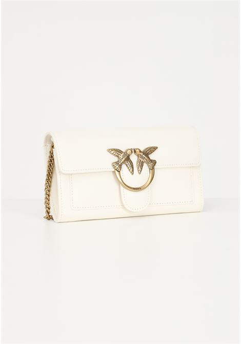 White women's clutch bag with Love Birds Diamond Cut buckle PINKO | 100062-A0F1Z14Q