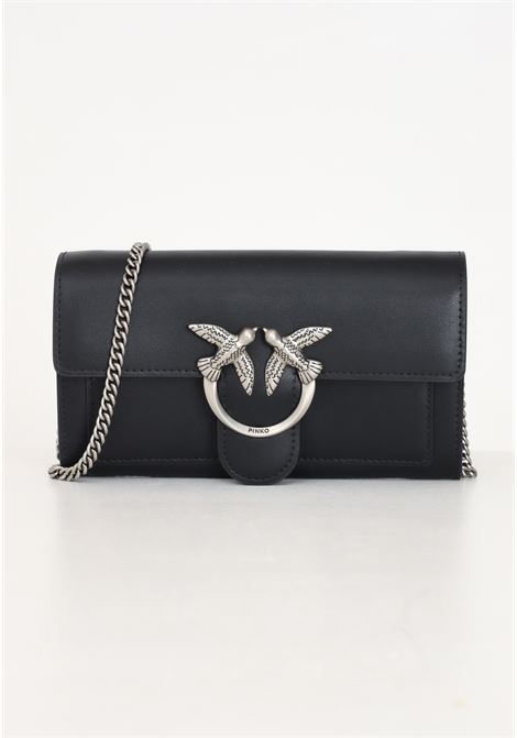 Black women's clutch bag with Love Birds Diamond Cut buckle PINKO | 100062-A0F1Z99O