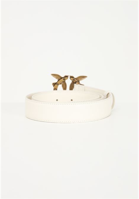 White women's belt with Love Birds Diamond Cut buckle PINKO | 100125-A0F1Z14Q