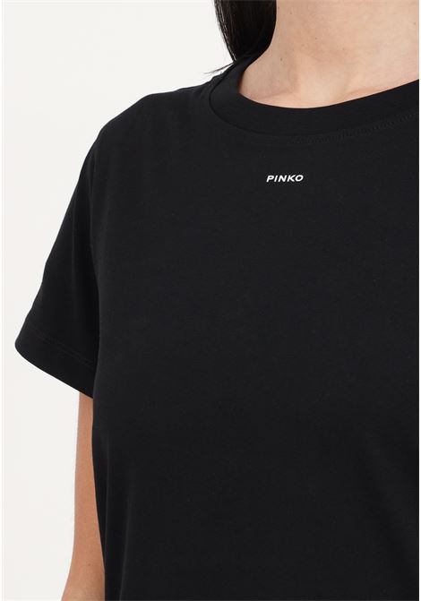 T-shirt da donna nero limousine mini logo PINKO | 100373-A1N8Z99
