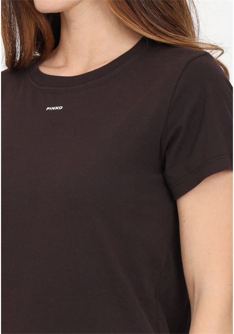 Basic brown short sleeve t-shirt for women PINKO | 100373-A228M28