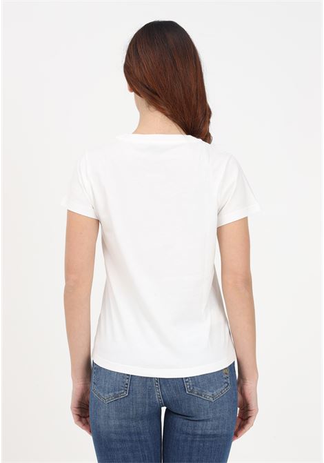 T-shirt manica corta bianca da donna con stampa logo PINKO | 100373-A228Z04