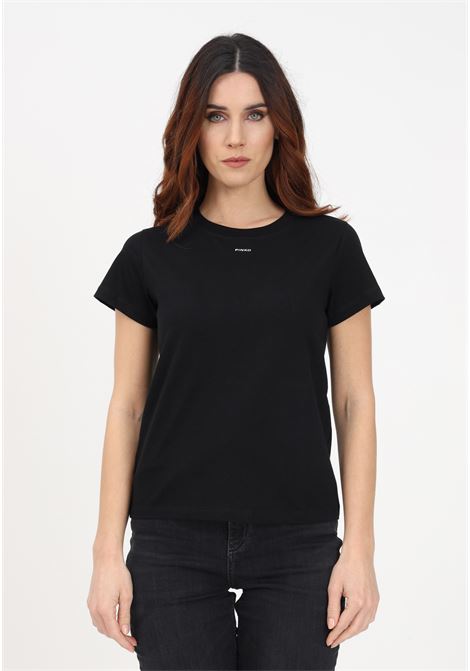 T-shirt casual nera da donna con stampa logo PINKO | 100373-A228Z99