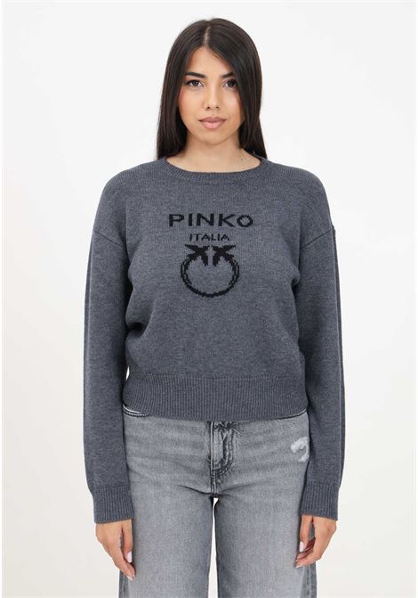 Burgos gray crew neck sweater for women PINKO | 100414-Y7Z4IZ9