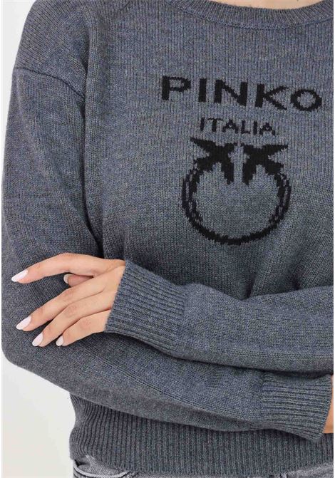 Burgos gray crew neck sweater for women PINKO | 100414-Y7Z4IZ9