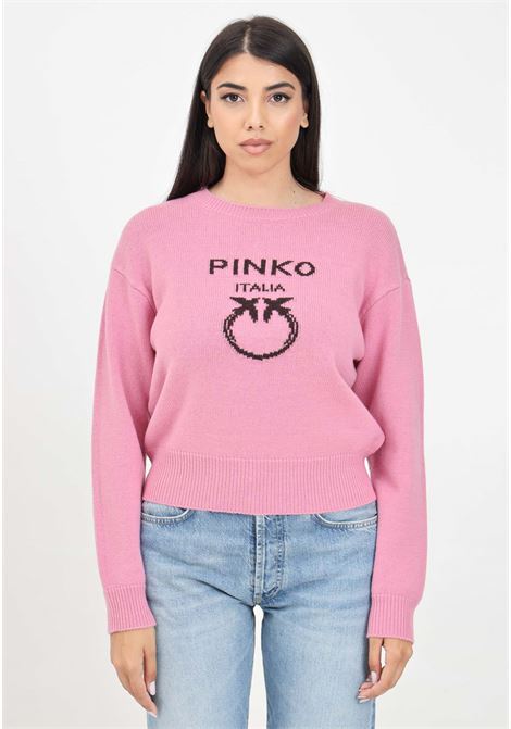 Pink Burgos crew neck sweater for women PINKO | 100414-Y7Z4NL1