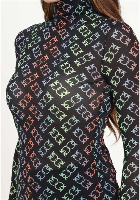 Black Lamu women's turtleneck sweater with logo print PINKO | 101813-A1ZYZ97