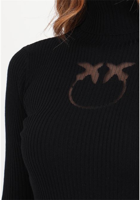 Short black dress for women with Love Birds logo inlay detail PINKO | 102020-A18MZ99